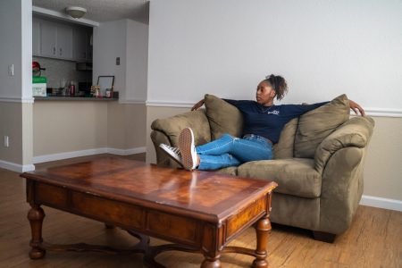 Sac State junior Jayda Preyer photographed inside her apartment Thursday, Oct. 17. Preyer secured affordable housing for her and a roommate after staying in the on-campus emergency housing facility.