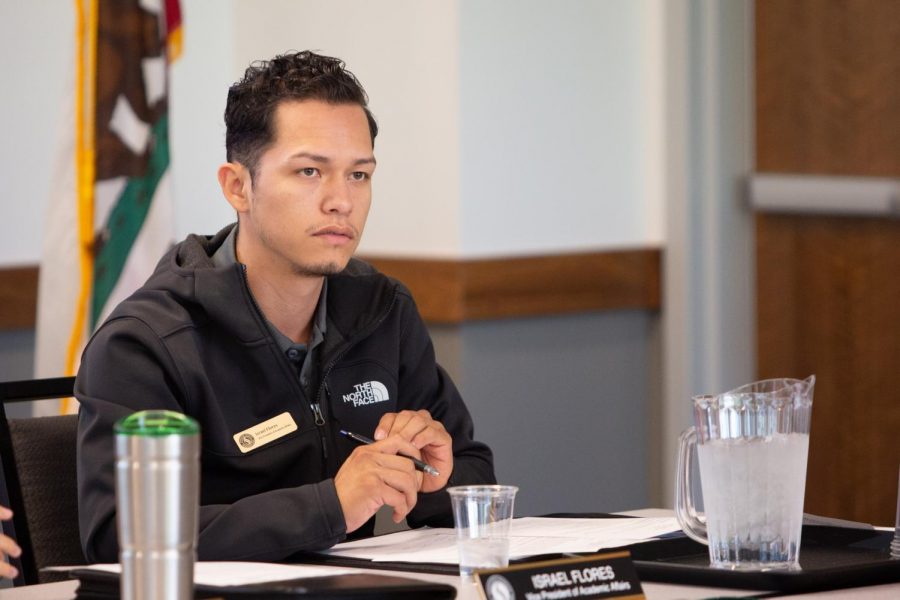 Sac State student and ASI Vice President of Academic Affairs Israel Flores takes notes during an ASI meeting Wednesday, Oct. 4. Flores is a DACA recipient and is currently studying communications with a minor in history.