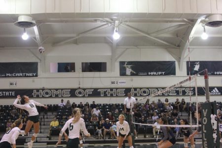Sac State senior outside hitter Sarah Davis prepares to serve against Nevada Saturday Aug. 31 at the Nest. The Hornets return home from a season-long road trip Thursday against Southern Utah.
