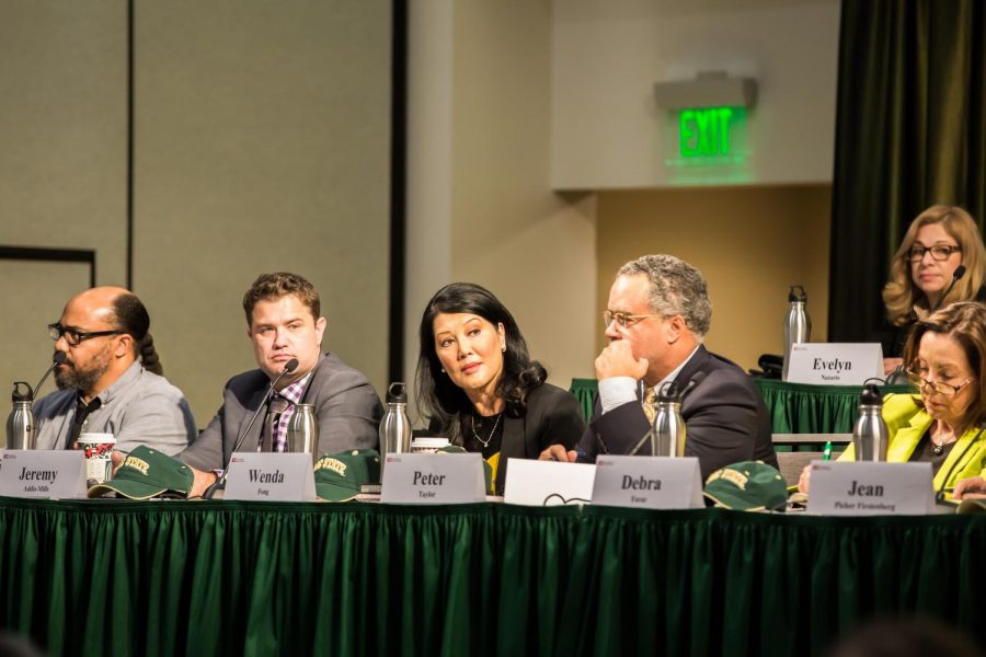 The California State University Board of Trustees Special Committee to Consider the Selection of the Chancellor speaks in the University Ballroom at Sac State on Tuesday, Nov. 12. The committee will tour a total of six campuses to listen to what students and faculty want in the next CSU chancellor.