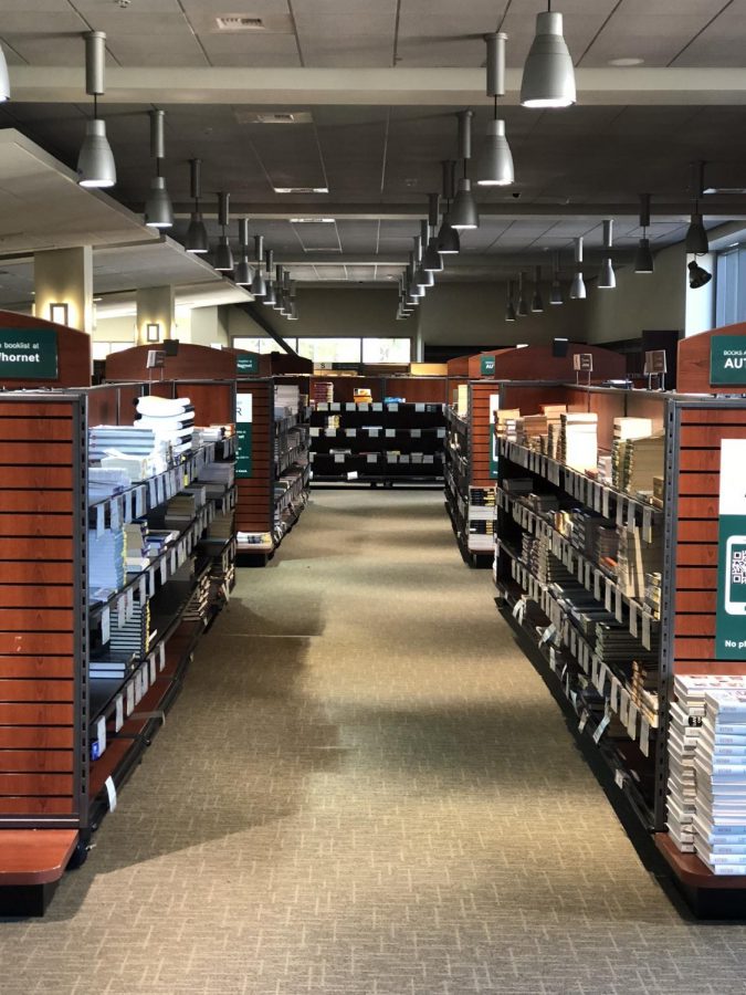 The inside of the Hornet Bookstore. Sac State is considering implementing Follet Access, a program that would give students access to course materials on the first day of class through tuition or course charges.