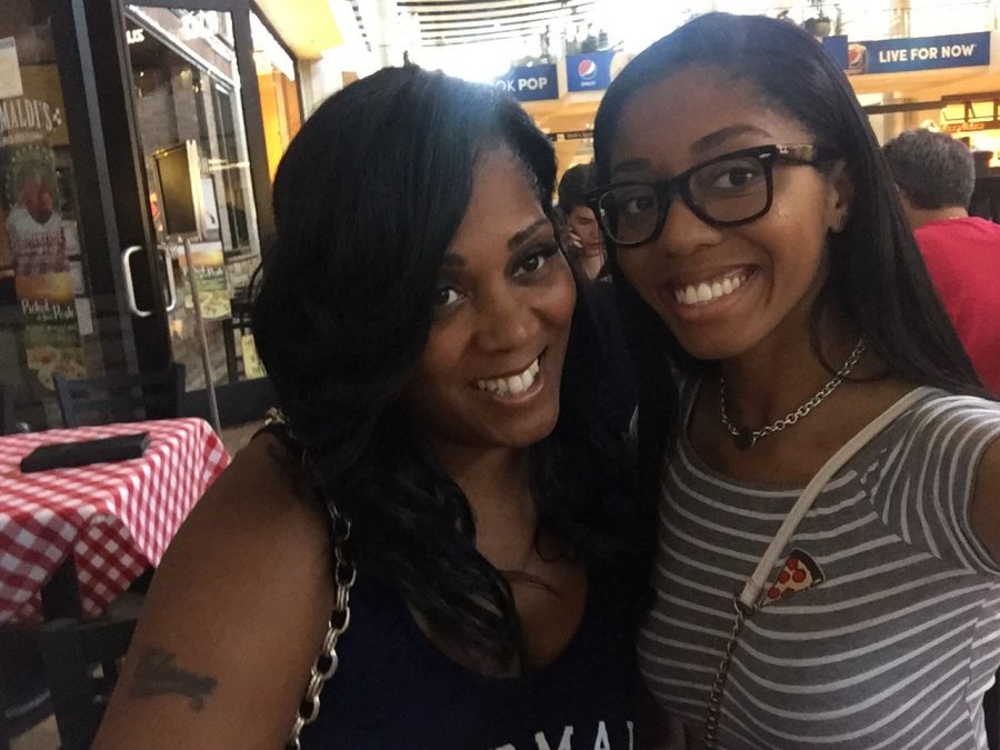 Shiavon and her mom in Las Vegas. Shiavon wearing the necklace her mom got her for her 21st birthday, so she could be just like her mama.