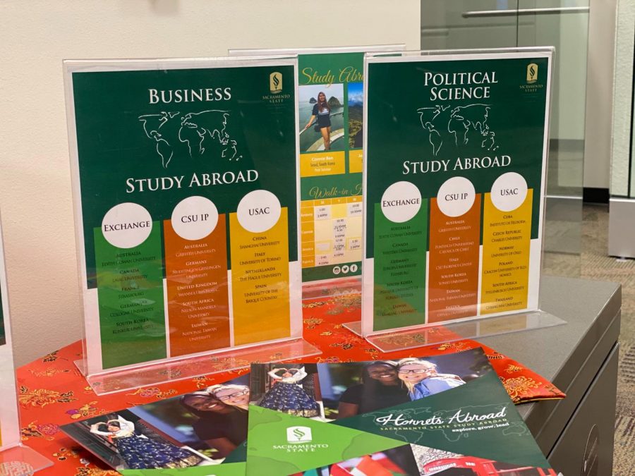 Study abroad material at Sac States Office of Global Engagement. The university recently suspended all travel to China over concern of the coronavirus.
