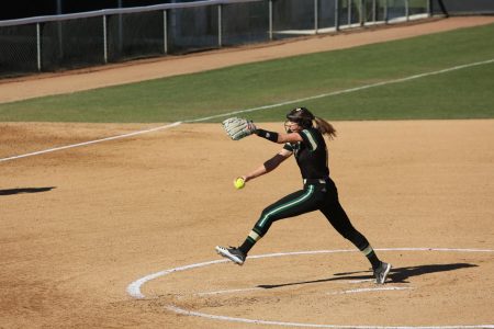 Sac State senior pitcher Jensen Main throws a pitch against UC Santa Barbara at Shea Stadium on Sunday, Feb. 9. The Hornets went 2-3 in the Golden State Classic tournament this weekend. 