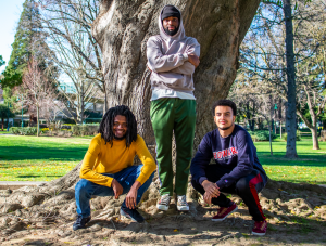 Donny Lewis Jr., Chukwudi Nnodim and Jordan Neel pose for a photo near Lassen Hall on Monday, Feb. 4. All three men shared their thoughts on their experience as Black students.