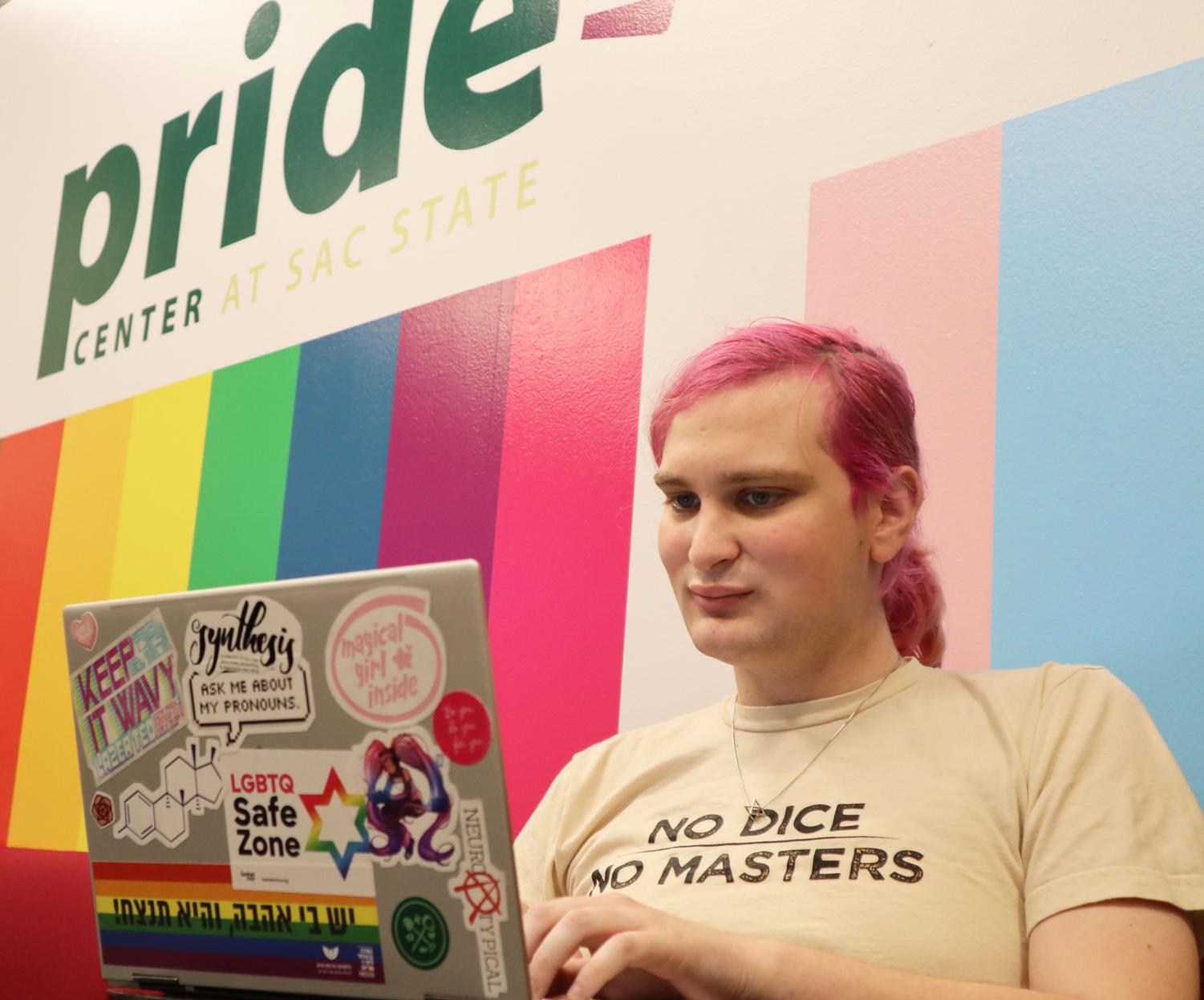 Rosie Quinzel, a computer science major, poses in the Pride Center at the University Union at Sac State on Tuesday, Feb. 11. Quinzel is transgender and said she agrees students should be allowed to use their preferred names on diplomas.