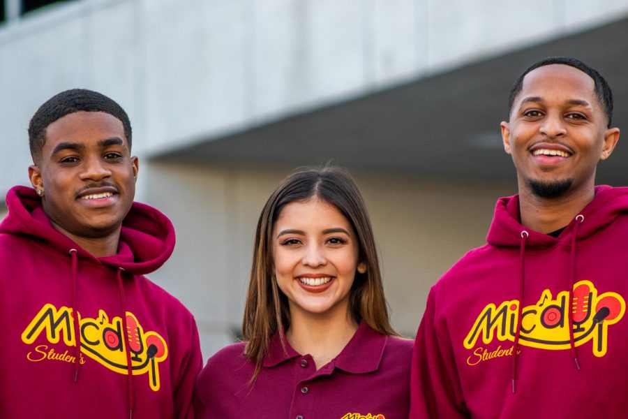 Malachi Powell, Ayra Nuñez and Nahom Semere host the “Mic’d Up Students” podcast. The group is recording its second season this semester while the first season is being posted every Monday.