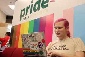 Rosie Quinzel, a computer science major, poses in the Pride Center at the University Union at Sac State on Tuesday, Feb. 11. Quinzel is transgender and said she agrees students should be allowed to use their preferred names on diplomas.