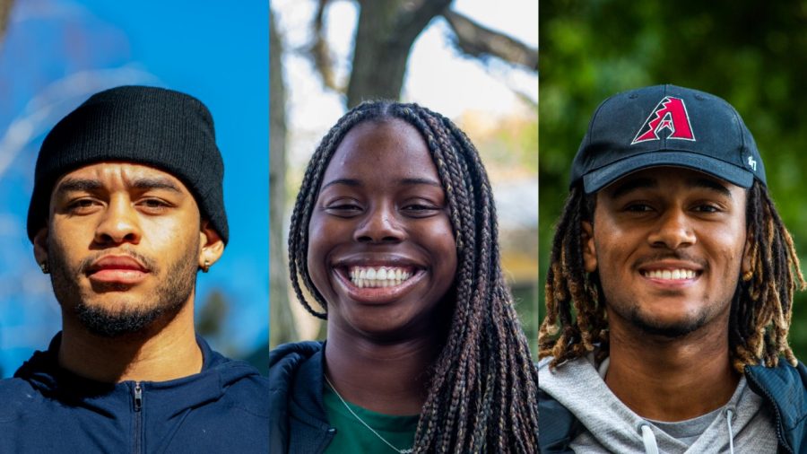 Sac State student athletes Brandon Davis, Lewa Day and Isaiah Parker.