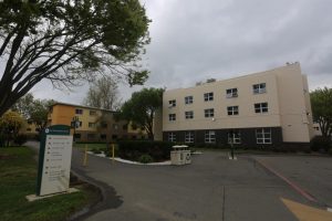 The outside of the residence halls at Sac State on Wednesday, March 18. The university is considering moving student residents into one living hall to consolidate space amid coronavirus effects on the campus.