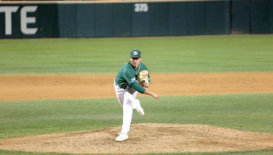 Sac State sophomore Evan Gibbons throws a pitch against Pacific on March 3, 2020 at John Smith Field. The Hornets lost at San Francisco on on Tuesday, 12-4.