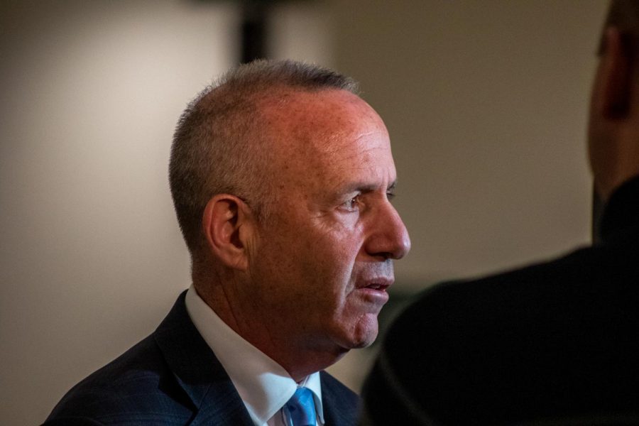 Sacramento Mayor Darrell Steinberg arrives at the Sac State University Union before speaking as part of the  panel on coronavirus related discrimination Wednesday, March 4, 2020. On Friday March 13, 2020 the city council announced emergency measures help combat the economic impact of the coronavirus pandemic