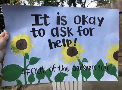 Jessica Fong, a Sac State art major, made a poster that says It is okay to ask for help! and raised $375 in total for suicide prevention as part of Sac States ninth annual Out of Darkness Walk on April 9, 2020. The walk was held virtually this year on social media platforms due to the COVID-19 outbreak.