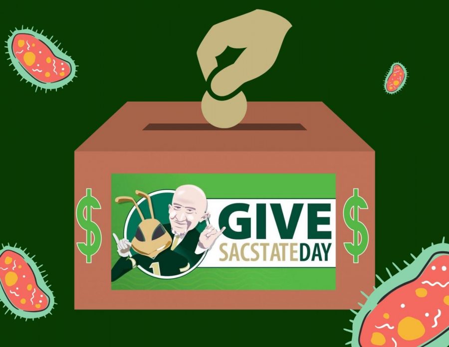 Sac State secured over $200,000 in donations at the Give Sac State Day fundraiser that ran all day Friday, April 24 through Saturday evening, April 25. Part of this graphic is courtesy of Sac States Instagram. 