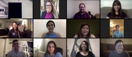The 2020-2021 Associated Students Inc. board smiles for their first picture after the election. This came after ASI's first fully online election.