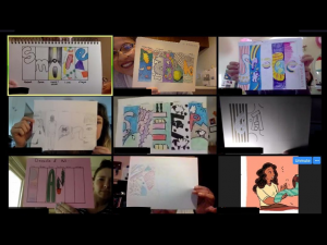 Participants showcase the results of  the Sacramento State Chapter of the National Art Education Associations first virtual art-make activity via Zoom on March 27. The club will hold Zoom meetings every Friday for the rest of the semester. Photo courtesy of Theresa Nguyen.
