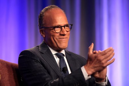 Lester Holt, a Sac State alumnus, claps during the 36th annual Cronkite Award Luncheon on November 4, 2019. Holt spoke with The State Hornet about his journalism career and the COVID-19 pandemic.