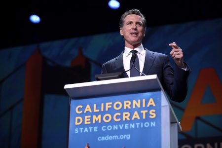 California Governor Gavin Newsom speaks at the California Democrats State Convention in San Francisco, CA on June 1, 2019.