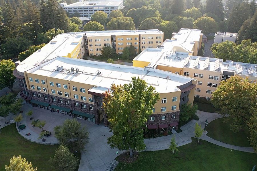 The American River Courtyard from above at Sacramento State Wednesday, Oct. 7, 2020. Eight Sac State students were quarantined in the American River Courtyard residence hall in the first month of the semester, according to Sac State Student Affairs officials. 