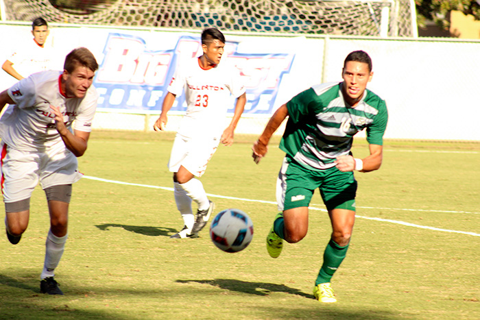 Sacramento State defendor John Quintanilla chases after the ball during the match against Cal State Fullerton. Sac State won 1-0 at home on Oct. 6. 