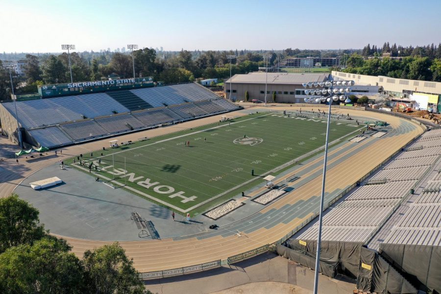 Hornet Stadium on Oct. 6, 2020. The Hornets football team will opt out of the spring 2021 Big Sky Conference season, meaning they will not participate in conference play until fall 2021.