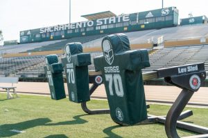 Hornet Stadium on Oct. 6, 2020. A Sacramento State football player has tested for COVID-19 causing him and 13 other players to be placed in quarantine. Assistant Athletic Director Brian Berger said the players are no longer in quarantine.