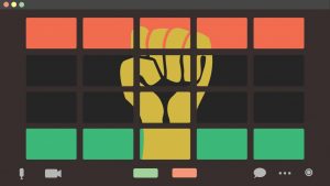 The Pan-African flag is made up of red, black and green stripes; the Black Power movement is symbolized by a fist. Several virtual events will be held in February to celebrate Black History Month.