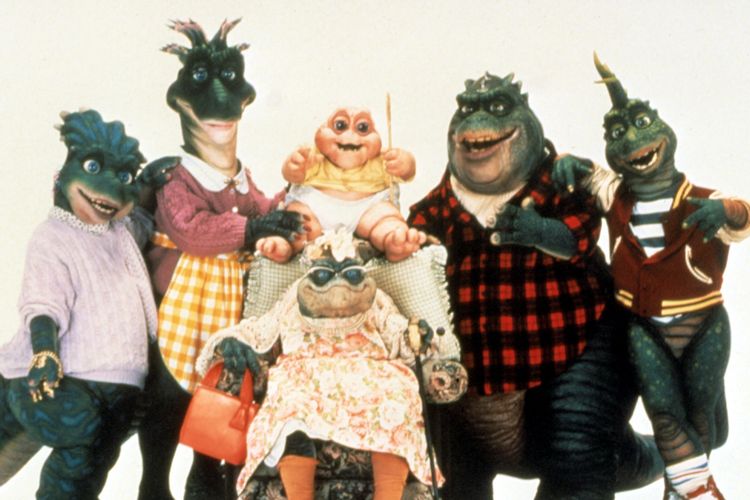 The Sinclair family from the series Dinosaurs. From left to right, Charlene, Fran, Baby, Ethyl, Earl, and Robbie. The series focuses on the prehistoric family of the Sinclairs who on many occasions deal with many contemporary issues. Photo Courtesy of ABC.