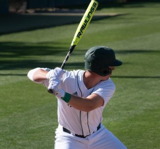 Sac State hitter Matt Smith swings against the Stanford Cardinals on March 29 in a 3-2 Hornet win. Smith became the Sac State leader in hits and RBIs on April 25 against Northern Colorado.
