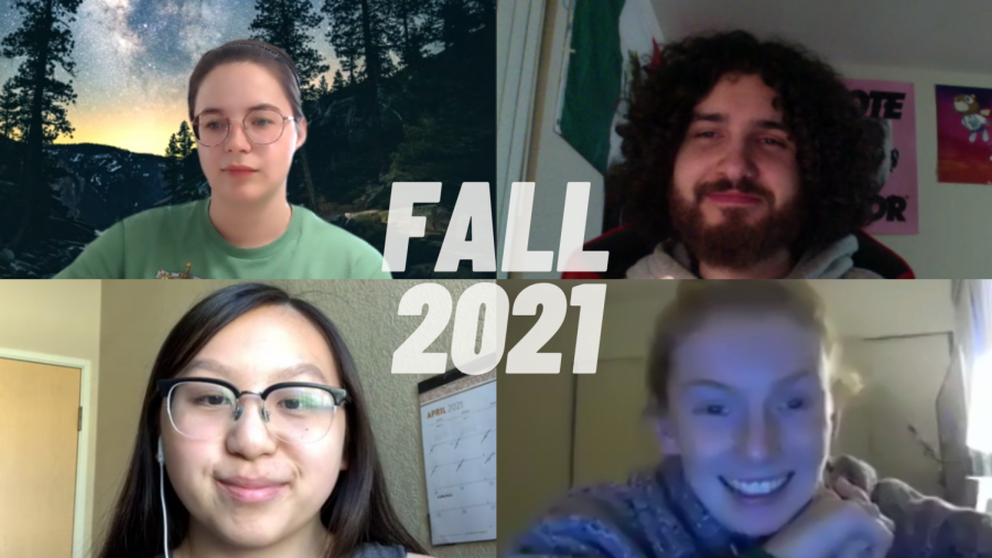 (Clockwise from top left) Sarah Miller, Robert Wiemer, Erin Wardle and Gao Thao share their thoughts on returning to in-person classes at Sacramento State in fall 2021. Sac State students should expect to take in-person classes in the fall, according to Provost Steve Perez. Photos taken via Zoom by Michael Eskridge.