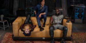 From left to right: Daniella Pineda, John Cho and Mustafa Shakir, the main cast of 2021’s “Cowboy Bebop,” on set in full costume show off the distinct looks and personalities of each character. Comparisons to the original designs are inevitable, according to State Hornet staff writer Zachary Cimaglio. (Image credit: Netflix)