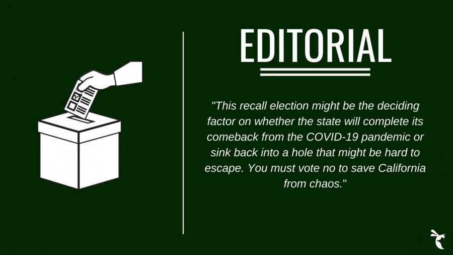 The State Hornet Editorial Board urges Sac State students to vote no on the California gubernatorial recall election that could see Gavin Newsom ousted from office should it succeed. The election will take place Tuesday, Sept. 14.