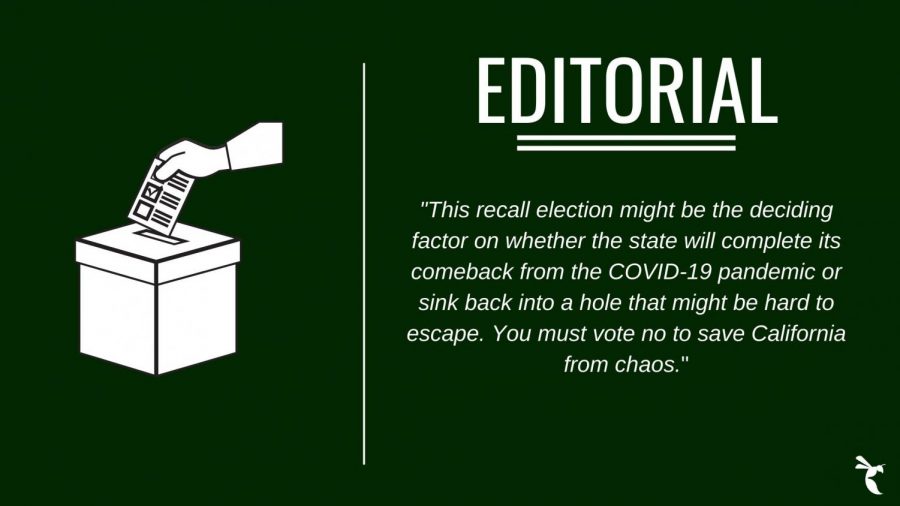 The+State+Hornet+Editorial+Board+urges+Sac+State+students+to+vote+no+on+the+California+gubernatorial+recall+election+that+could+see+Gavin+Newsom+ousted+from+office+should+it+succeed.+The+election+will+take+place+Tuesday%2C+Sept.+14.