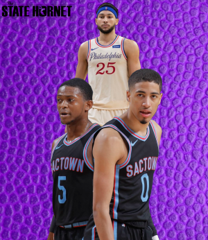 Credit for Ben Simmons Photo: Mitchell Leff/Getty Images. Credit for De’Aaron Fox and Tyrese Haliburton Photo: Rocky Widner/NBAE via Getty Images. Graphic made by Jordan Latimore. 