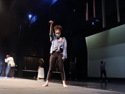 Kima Lee, a dance major at Sac State, rehearses at the University Theater in Shasta Hall for the S/BAD performance on Feb. 13. S/BAD highlights the technique of choreographer Katherine Dunham, whom Lee said she was interested in learning more about through the production.