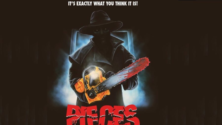 “Pieces” is a low-budget 1982 slasher directed by Juan Piquer Simon and produced by both Spanish and American producers. The film is not exactly what you think it is, but instead one of the most confusing and bizarre slashers I have ever seen, and its marketing makes no effort to distance itself from its inspirations. (Image courtesy of Film Ventures International)