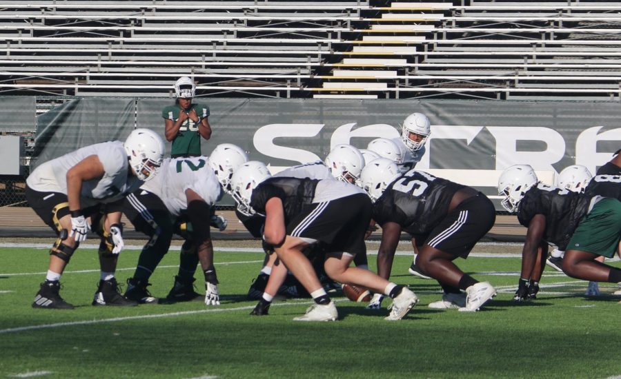 Sac State football running through team drills at practice Wednesday, Sept. 14, 2022, at Hornet Stadium. The Hornets are taking a trip to Fort Collins, Colorado for a clash with Colorado State on Saturday.