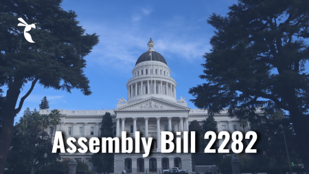 The State Capitol on Friday, Oct. 21. Assembly Bill 2282 was first read on Feb. 16, and had to  go through committees and amendments before making its way to the governors desk. (Graphic created in Canva by Mercy Sosa) 