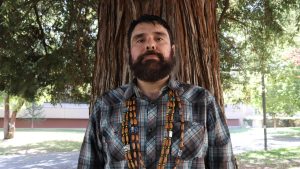 Ethnic Studies Professor Anthony Burris outside of Tahoe Hall  Oct. 19. Burris, a member of the Ione Band of Miwok, worked with the university as a representative of his tribe in repatriating items, prior to teaching at Sac State.