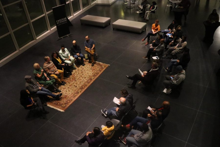 U-Nite’s retrospective panel featuring 10 of the original U-Nite faculty members on its 10th anniversary at the Crocker Art Museum  Thursday, Nov. 10, 2022. U-Nite began in 2012 as a connection of arts from Sac State and the Crocker Art Museum.