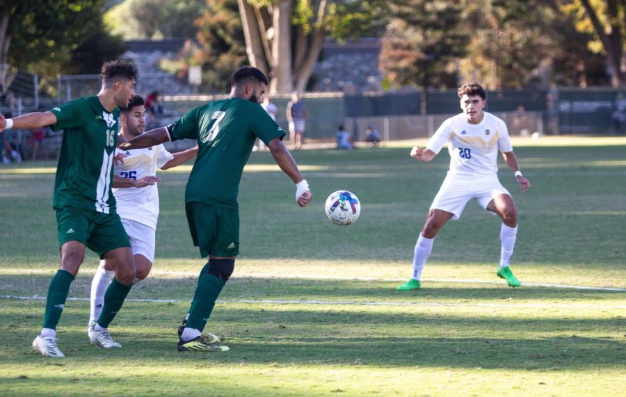 Sac State junior defender Jamie Robles attempting to send a kick against UC Riverside Wednesday, Oct. 15, 2022, at Hornet Field. As a freshman Robles earned the Big West All-Freshman Team award after playing a total of 711 minutes and being one of four freshmen to play more than 15 matches.  