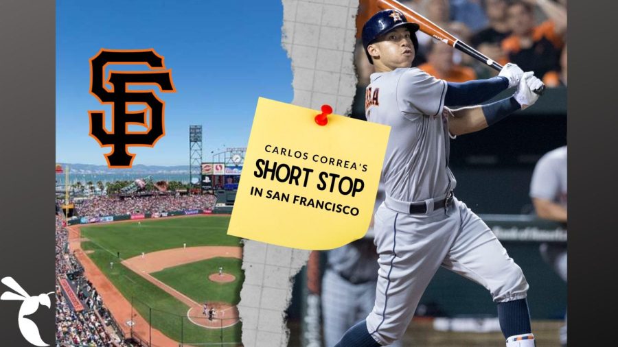After+a+failed+medical+physical+ends+Carlos+Correa%E2%80%99s+stint+as+a+San+Francisco+Giant+ended+before+it+ever+began.+Graphic+created+in+Canva+by+Chris+Woodard.+Images+courtesy+of+Wikimedia+Commons.