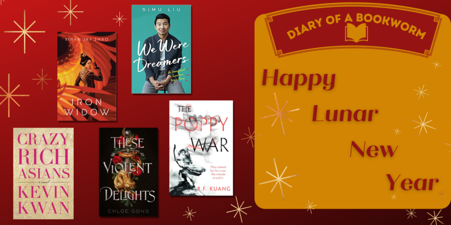 Bookworm+Julie+Blunt+celebrates+Lunar+New+Year+by+sharing+their+recommendations+to+read+for+Lunar+New+Year.+From+%E2%80%9CCrazy+Rich+Asians%E2%80%9D+to+%E2%80%9CIron+Widow%2C%E2%80%9D+they+share+a+range+of+genres.+%28Graphic+created+in+Canva+by+Julie+Blunt%29.