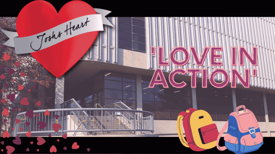 The Sacramento State University Library Feb. 10, 2023, where the donations are accepted for the ‘Love in Action,’ event. This event is in collaboration with 
Josh’s Heart Homeless Connect, a Sacramento-based non profit that aims to support individuals experiencing homelessness and addiction. (Photo by Jacob Peterson, graphic by Chris Woodard made in Canva).  