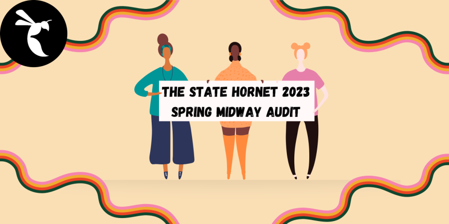  Diversity, Equity and Inclusion editor Elizabeth Meza shares results from The State Hornet’s spring 2023 midway audit.  Meza also offers suggestions on how The State Hornet can improve the diversity of its coverage. Graphic created in Canva by Elizabeth Meza.