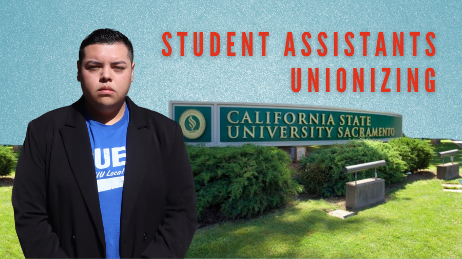 Robert+Gonzalez%2C+a+third-year+political+science+major+and+student+union+organizer%2C+said+organizers+had+surpassed+the+4%2C000+required+student+worker+signatures+to+begin+the+union+election+processes%2C+pending+verification+from+the+California+State+University+Labor+Board.+%28Photo+by+Jacob+Peterson%2C+Graphic+in+Canva+by+Chris+Woodard%29