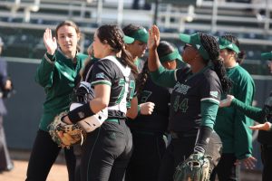 FILE: Sacramento State softball celebrates after a win against Southern Utah March 3, 2023 at Shea Stadium. The Hornets swept the University of Maine in a doubleheader Wednesday to move their record to 14-9 on the season.
