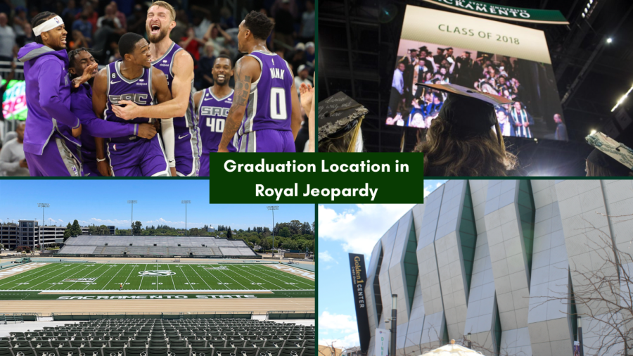 If the Kings make a deep playoff run, Sacramento State has confirmed that graduation will be moved to Hornet stadium. Graduation has been held at Golden 1 Center every year since it opened in 2017. 

(Photo Credits: Nathan Ray Seebeck - USA Today (Kings), Emily Rabasto - State Hornet (Graduation), Sac State Athletics (Hornet Stadium), Jacob Peterson - State Hornet (Golden 1))
(Graphic made in Canva by Jack Freeman)
