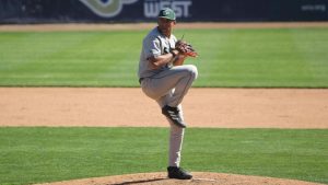 Freshman pitcher and outfielder Jaxon Byrd makes his collegiate pitching debut versus UC Davis Tuesday, April 11, 2023. Byrd made his first collegiate start versus ninth ranked Stanford on Tuesday, April 18, throwing two innings and striking out two. 