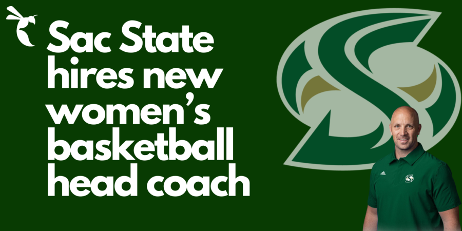 Sac State has hired Aaron Kallhoff as the newest women’s basketball head coach. Kallhoff comes over from BYU, boasting over 20-years of coaching experience in NCAA women’s basketball. (Graphic made by Tony Rodriguez, Photo courtesy of Sac State Athletics) 